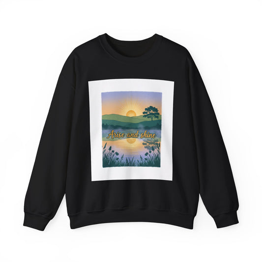 Crewneck Sweatshirt – "Arise and Shine" Sunrise Lake Graphic