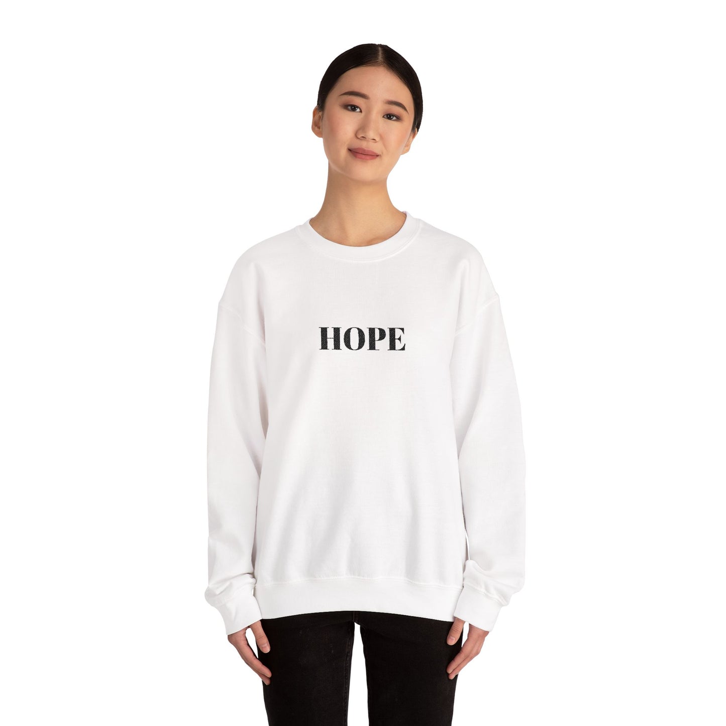 Hope Crewneck Sweatshirt — Minimalist White Comfort Pullover
