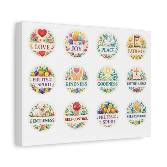 Fruits of the Spirit Canvas Wall Art | Christian Scripture Decor | Galatians 5:22-23