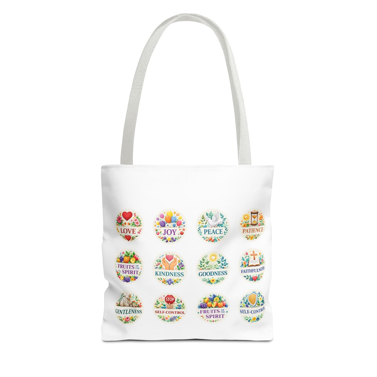 Faith-Inspired Fruit of the Spirit Tote Bag — Joy, Love & Peace Design