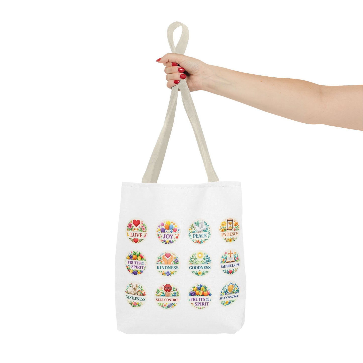 Faith-Inspired Fruit of the Spirit Tote Bag — Joy, Love & Peace Design