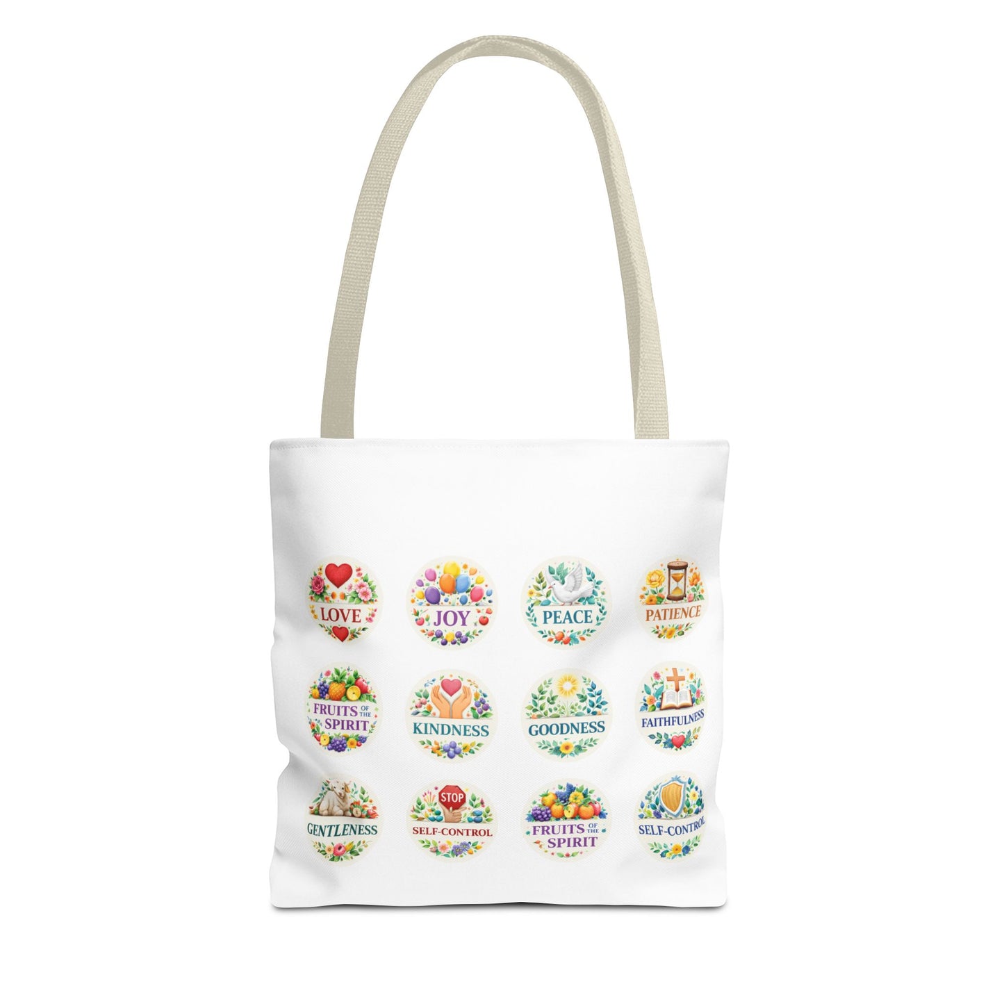 Faith-Inspired Fruit of the Spirit Tote Bag — Joy, Love & Peace Design
