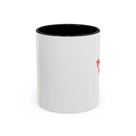 White mug with black interior on a white background