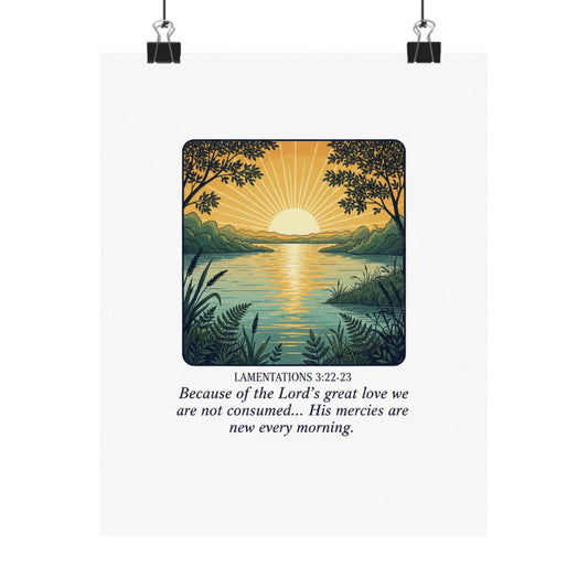 Matte Poster — Lamentations 3:22-23 Sunrise Scripture Art Print