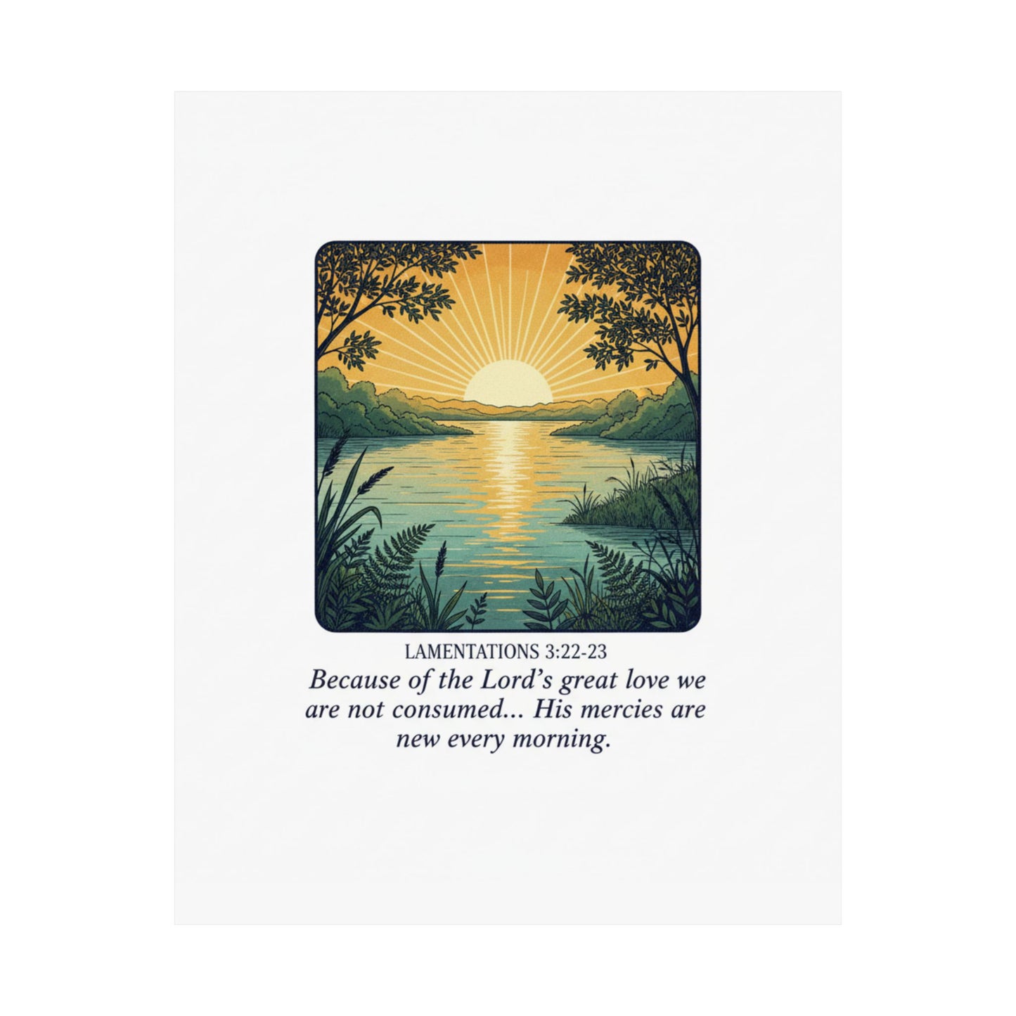 Matte Poster — Lamentations 3:22-23 Sunrise Scripture Art Print