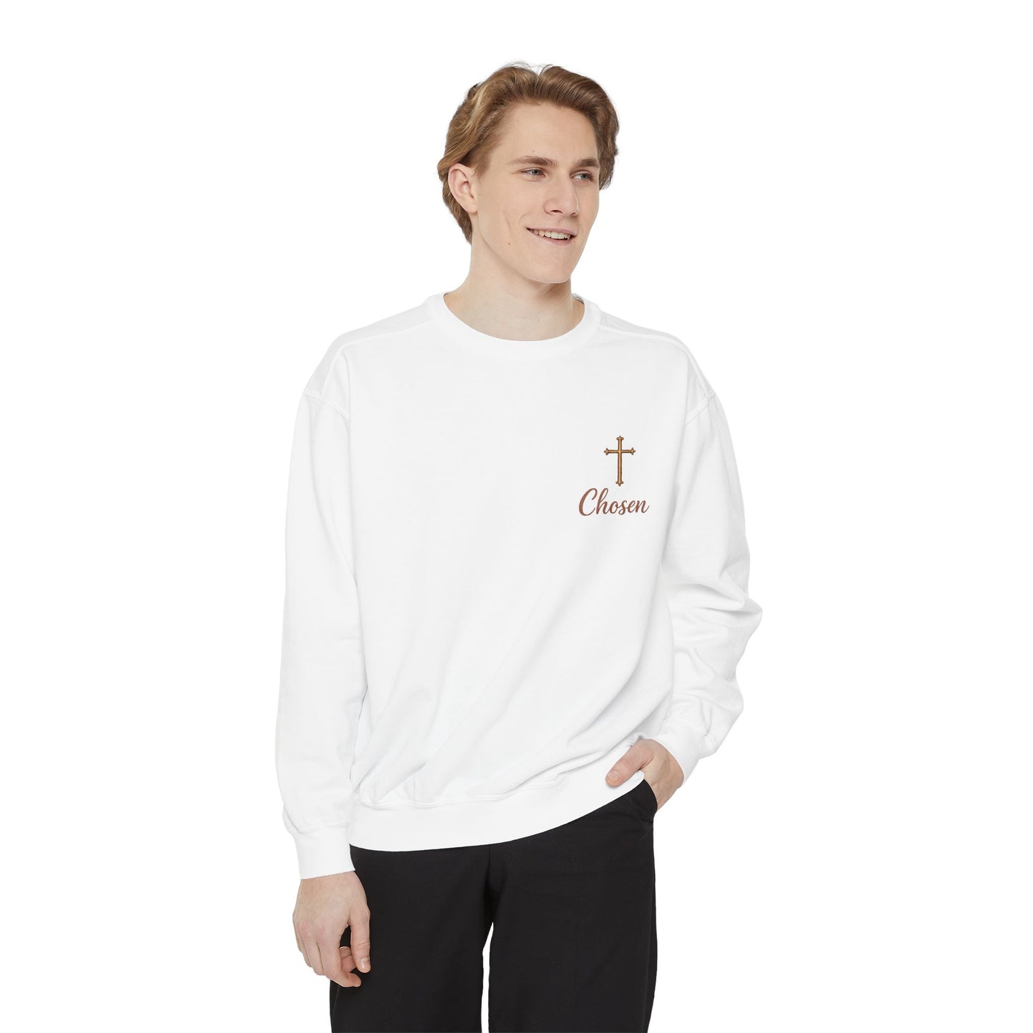 Chosen Cross Sweatshirt — "Befriend Faithfulness" Christian Pullover