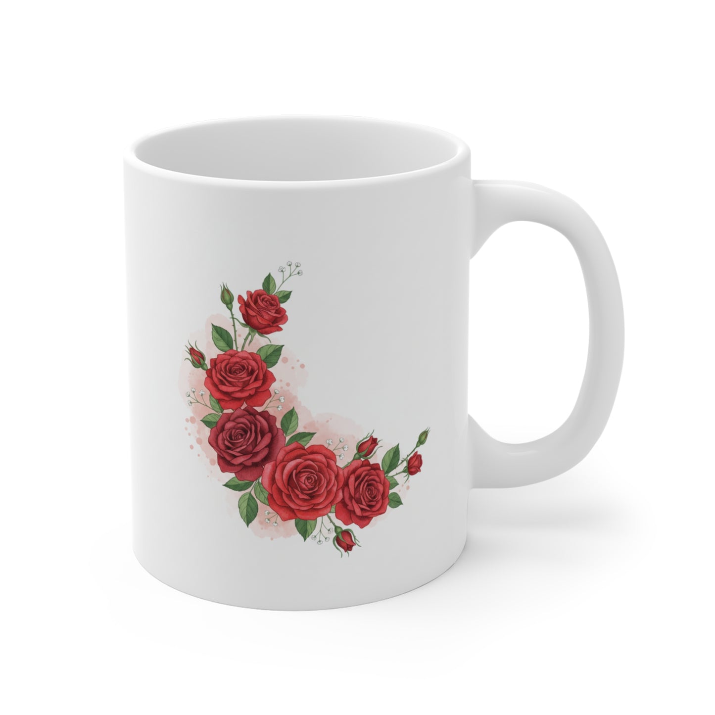 Floral Heart Bouquet Mug — Romantic Rose Coffee Cup (11 oz)