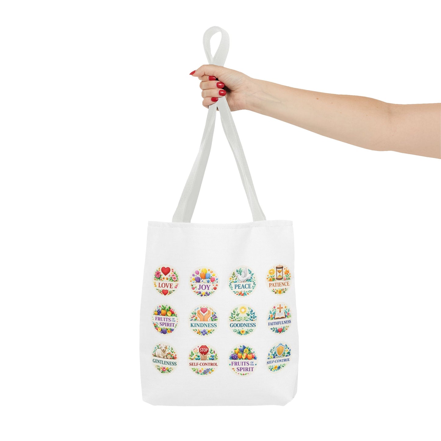 Faith-Inspired Fruit of the Spirit Tote Bag — Joy, Love & Peace Design