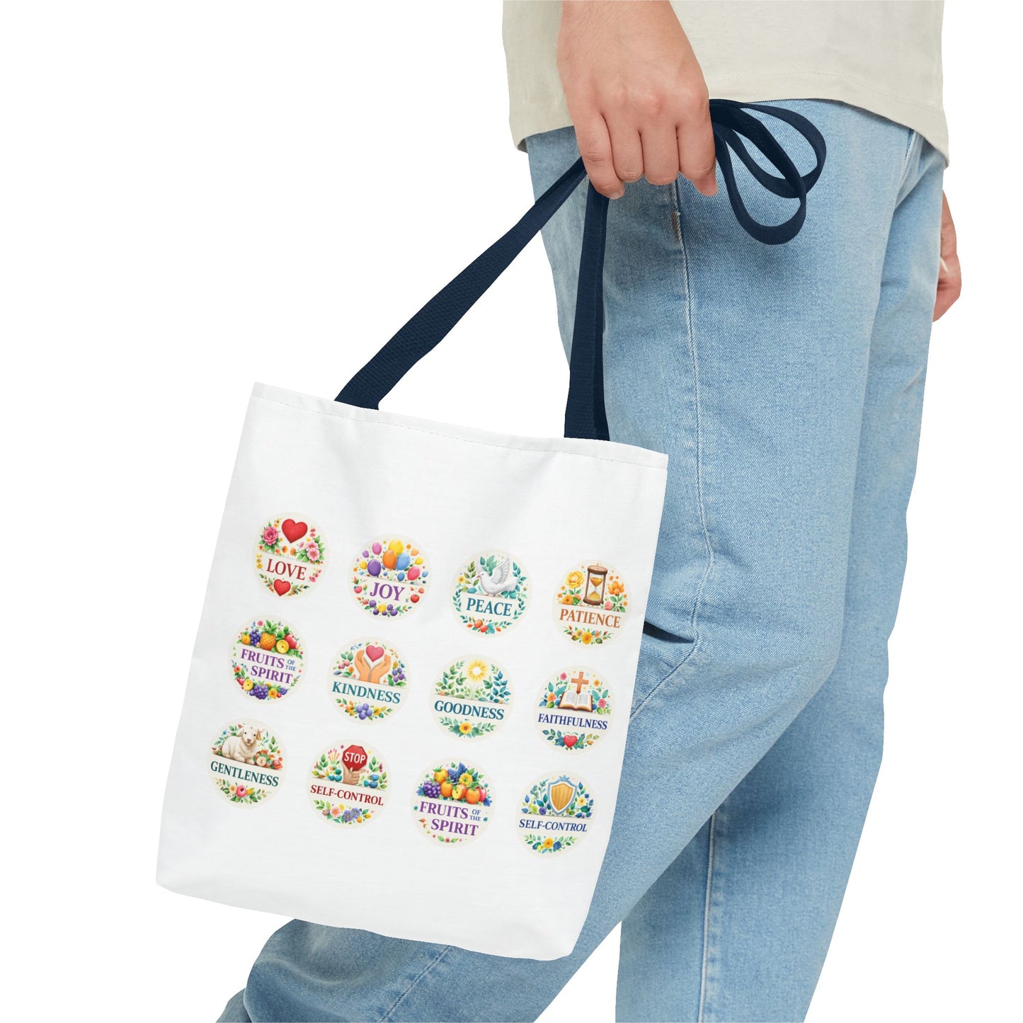 Faith-Inspired Fruit of the Spirit Tote Bag — Joy, Love & Peace Design